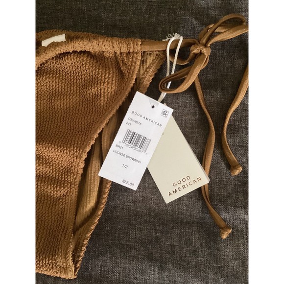 Good American Always Fits Tiny Ties Bikini Bottom Bronze Brown 1/2 US S/M - Picture 5 of 8